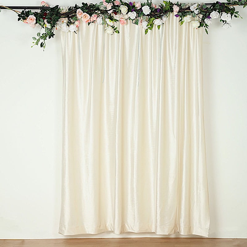 BalsaCircle 8 feet x 8 feet Ivory Velvet Backdrop Curtain Wedding Party