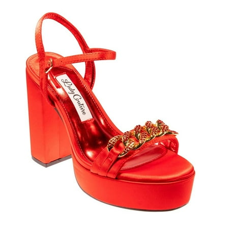 

Lady Couture DANCE Red Platform Sandal With Chain Ornament (6)