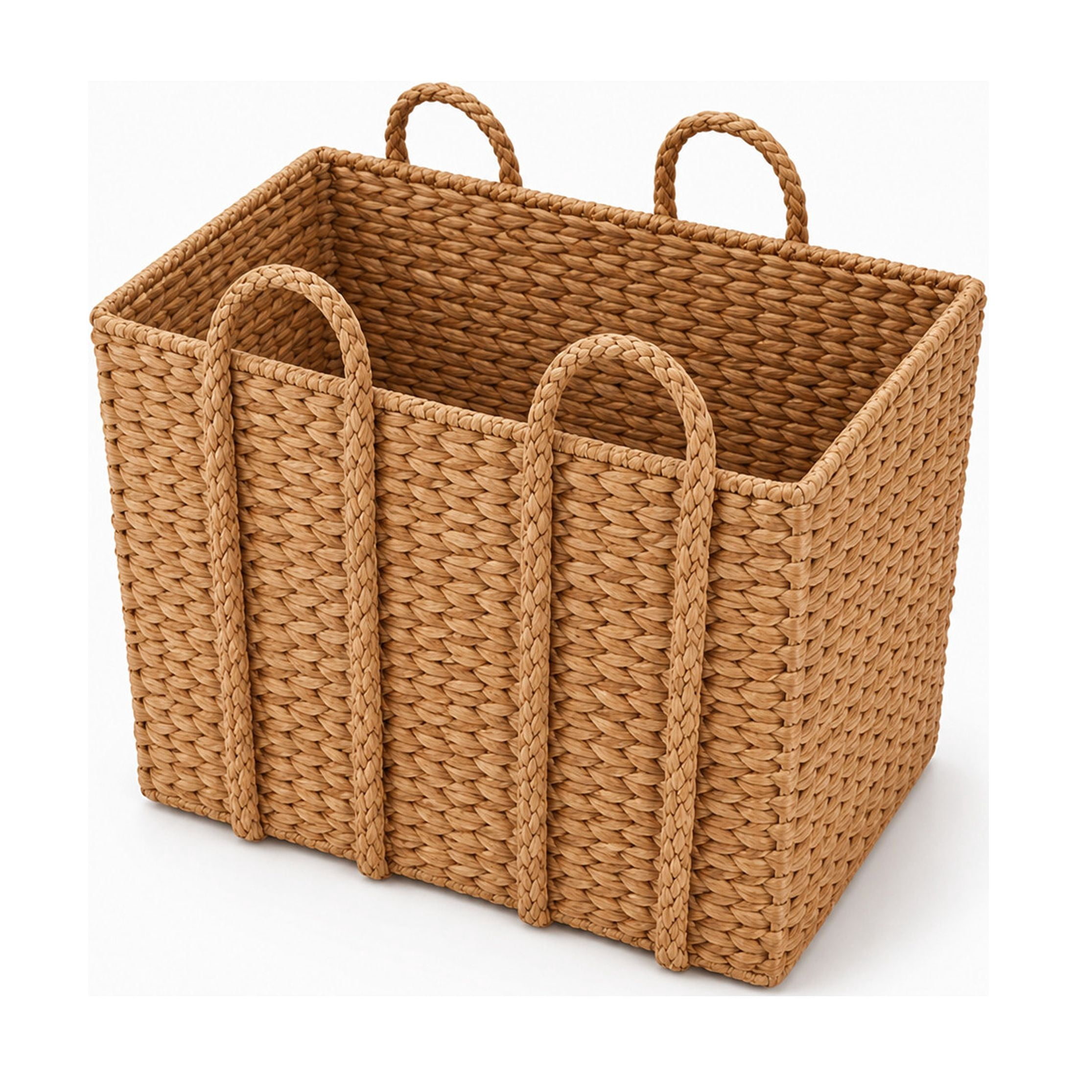 DecMode 20" x 11" Brown Seagrass Handmade Woven Storage Basket with Braided Handles, 1-Piece