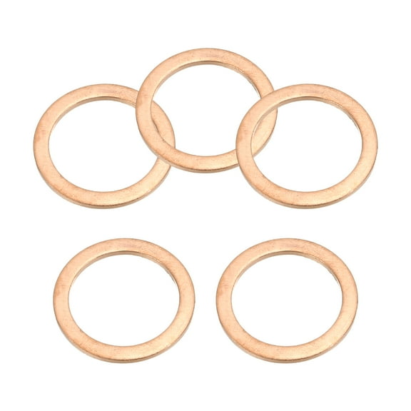 Uxcell M20 Copper Washer Sealing Ring, 20mm ID 26mm OD 1.5mm Thickness Metric Sealing Gasket Crush Washer 5 Pieces
