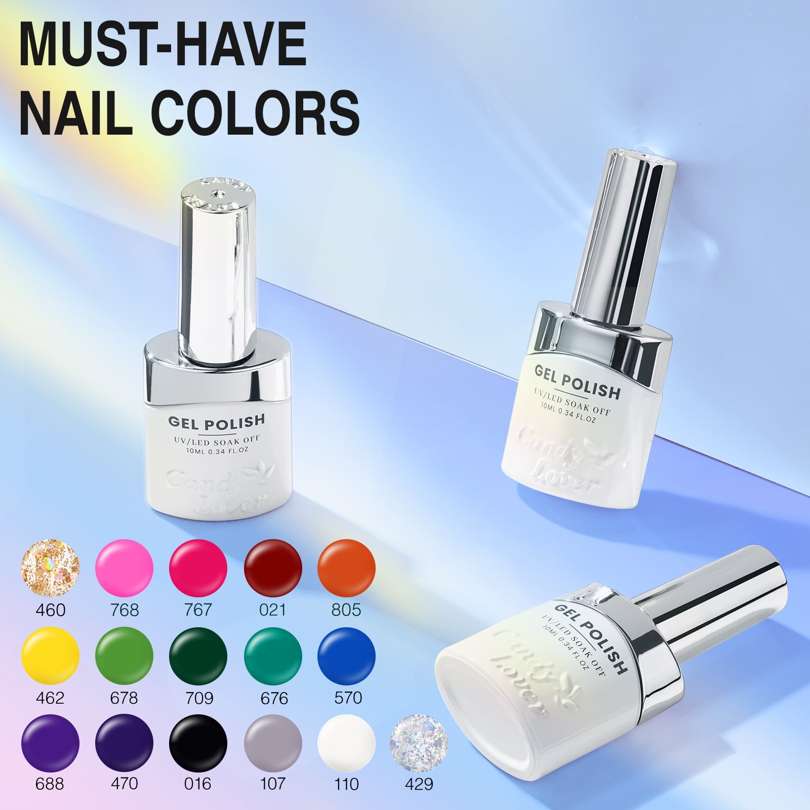 Candy Lover Gel Nail Kit with UV Lamp, 16 Colors All Season Gel Nail Polish Set, 132W UV Nail Light & Nail Art Accessories, Valentine's Gift for Girls Women