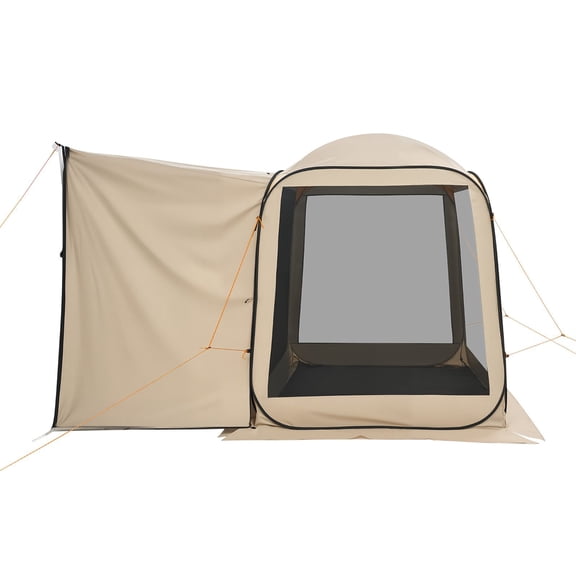 Gauze tent 6x6 feet 4-6 people quick drive rear tent, convenient mosquito proof awning, car camping yard outdoor, beige