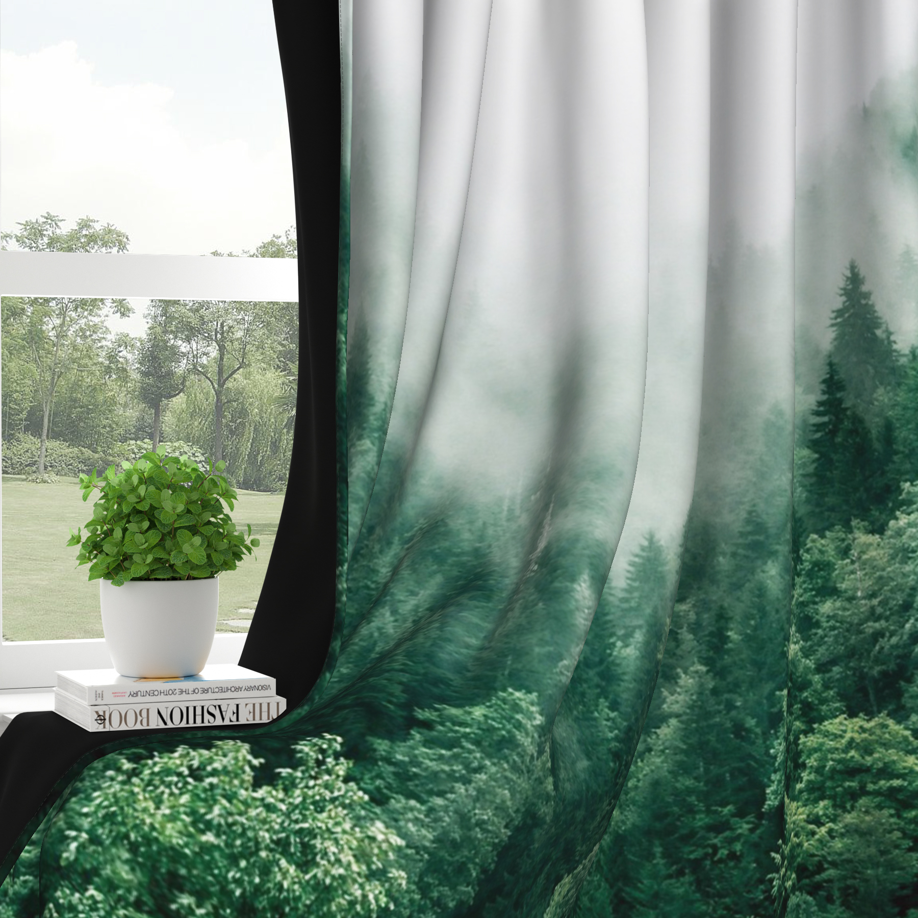 Dashan Green Forest Blackout Curtain for Living Room,Jungle Nature Thermal Insulated Drapes for Bedroom (52Wx84L,2 Panels)