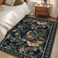 thumbnail image 4 of 3'x5' Area Rugs, Black Flowers Indoor Outdoor Area Rug for Living Room Bedroom, Spring Floral Elegant Pastoral Vintage Washable Bathroom Rugs Kitchen Floor Carpet Mats Home Decor Aesthetic, 4 of 8