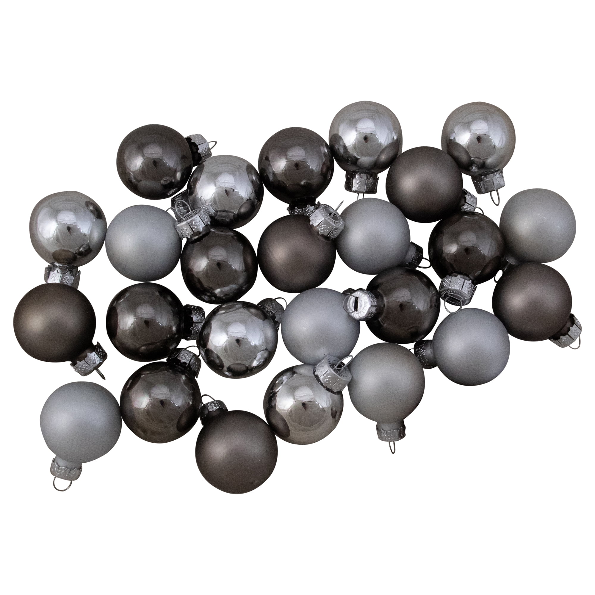 28ct Silver and Gray Glass Christmas Ball Ornaments 1" (25mm) Walmart