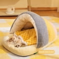 thumbnail image 5 of Nebwoak Cat Self-Warming Bed Semi-Enclosed Winter Warm Cat Slipper Bed Washable Wool Lined Portable Pet Bed for Cats Small Dogs, 15.75x11.42x11.42in, Multicolor, 5 of 6