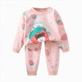 thumbnail image 3 of TOWED22 Infant Kids Girl Fall Winter Clothing Outfits Long Sleeve Crewneck Top and Relaxed Pants Set Cute Print Clothes 2 Piece(Light Pink,3-4 Y), 3 of 3