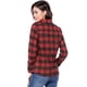 thumbnail image 5 of Camisa de cuadros de búfalo tostado tostado vintage con botones y mangas enrolladas para mujer Negro rojo S, 5 of 7