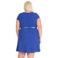 thumbnail image 3 of Women's Plus Size Solid Round Neck Front Cutout Short Sleeve Flared A Line Dresses, 3 of 6
