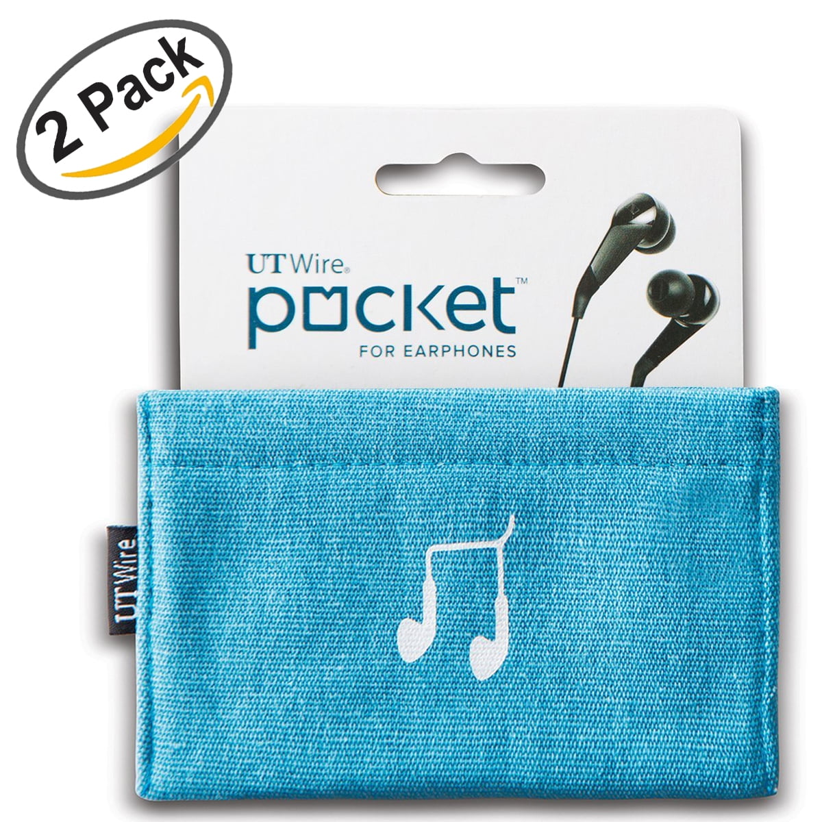 UT Wire Pocket Earbud Earphone Case Pouch Blue 2 Pack