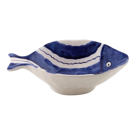 Ceramic Blue Fish-Shaped Appetizer Plate, Decorative Hand-Painted Coastal Small Dish 6x4 Inches