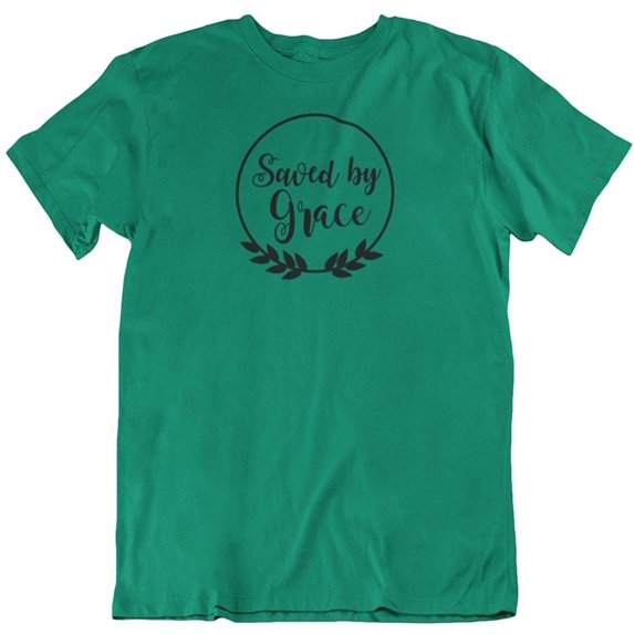 Saved by Grace Wreath Christian Faith & Bible Verse T-Shirt for Women & Girls