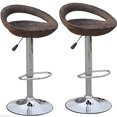 thumbnail image 1 of HOMCOM Set of 2 Pub Bar Stools, Counter Height Kitchen Stools, Rattan Wicker Chair Chrome Finish Adjustable 360 Degree Swivel Seat, Deep Brown, 1 of 9