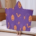 thumbnail image 5 of Purple Halloween Pumpkins Bats and Spiders Hooded Bath Towel，60"x35" for Ages 3 To 12 Kids, Quick Dry Lightweight Soft Microfiber Hood Beach Towel Cover Up for Kids, 5 of 7