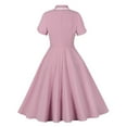 thumbnail image 3 of Kaemgyyd 1950s Vintage Dress for Women Short Sleeve Style Cocktail Flowy a Line Dresses Lapel Solid Color Casual Outfit, 3 of 6