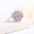 thumbnail image 3 of Shiny Crystal Flower Statement Ring for Women Sterling Silver Plated Elegant Bling CZ Delicate Lightweight Adjustable Expandable Open Wrap Finger Rings Comfort Fit Jewelry Wedding Engagement, 3 of 6