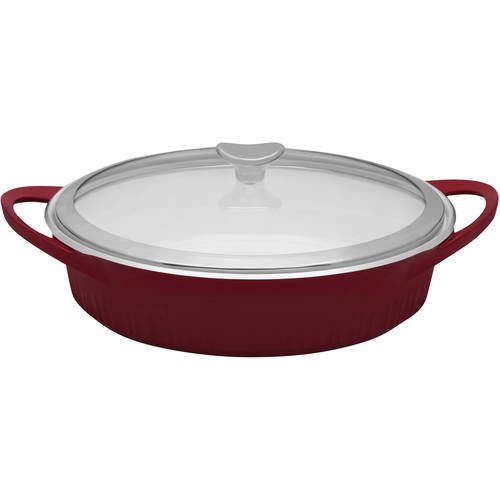 CorningWare 4Quart French White Cast Aluminum Braiser with Glass Cover