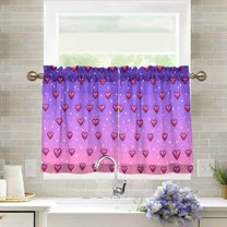 Yayeee Kitchen Curtains Light Filtering 27"x24" Rod Pocket Short Cafe Window Panel, Pixel Love