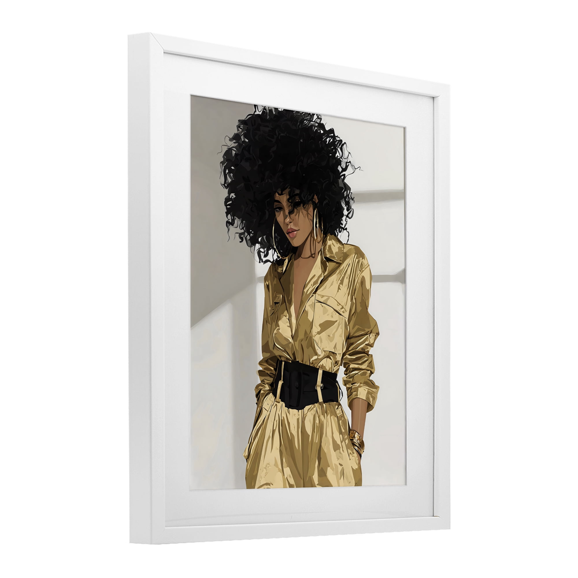Stupell Industries Elegant Woman in Chic Jumpsuit White Framed Print Under Glass, design by Franklyn Gregory