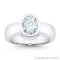 thumbnail image 2 of Oval Cut Charles & Colvard Forever ONE Full Bezel Solitaire Engagement Ring in 14k White Gold, 2 of 4