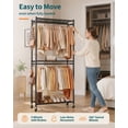 thumbnail image 6 of Sakugi Clothes Rack, Heavy-Duty Garment Rack with Shelves & Wheels, Freestanding Wardrobe Organizer with Hooks, Ideal for Bedroom, Laundry, or Balcony, 32.5" x 11.9" x 78.9", Black, 6 of 9