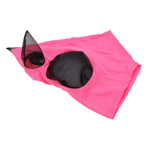 Masque anti-mouches en maille respirante et élastique pour cheval - Équipement d'équitation (rose rouge