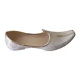 thumbnail image 5 of Men Wedding Shoes Groom Indian Handmade Jutties Flip-Flops Cream Mojaries US 10, 5 of 7