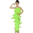 thumbnail image 2 of Girls 2 Piece Outfit Summer Suits 2 Piece Latin Ballroom Dance Tassel Solid Color Crop Elastic Pants Dancewear Child Clothes Girls Outfits 5-6 T, 2 of 8