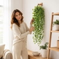 thumbnail image 7 of BingTong Artificial Hanging Ivy Vine Plant, Faux Round Leaf Green Wall Hanging Basket Foliage, No Maintenance Fake Trailing Greenery for Indoor Wall Decor B, 7 of 7