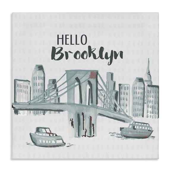 Stupell Industries Modern Hello Brooklyn Bridge Cityscape Canvas Art, 30 x 30, by Cindy Willingham