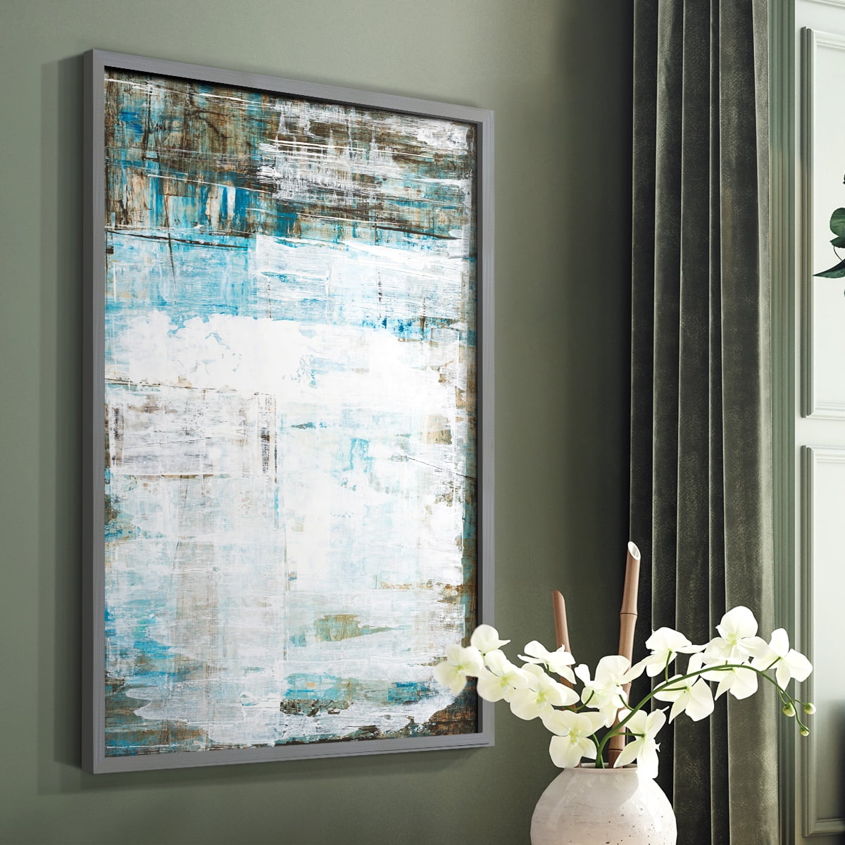 Beach Glass Framed Print in Gray Solid Wood Framed Print No Nail Hanging