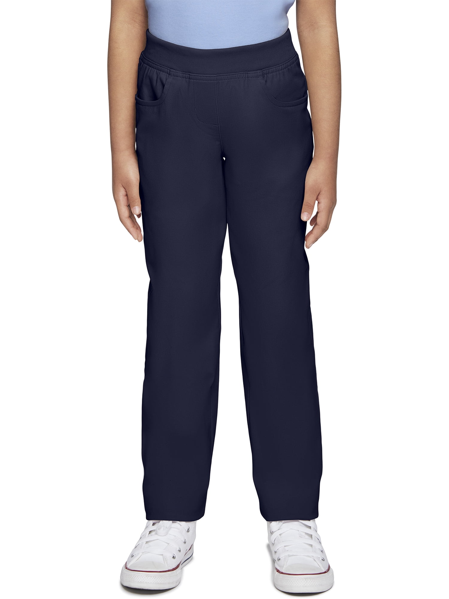 Wonder Nation Girls School Uniform Pull On Pants, 2-Pack, Sizes 4-16 & Plus