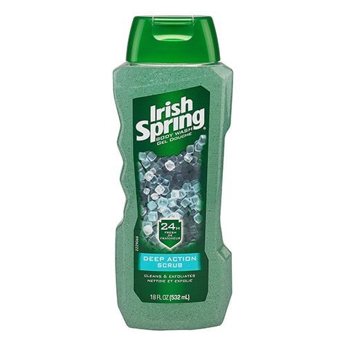 Irish Spring Exfoliating Body Wash for Men Deep Action Scrub, 18 Oz