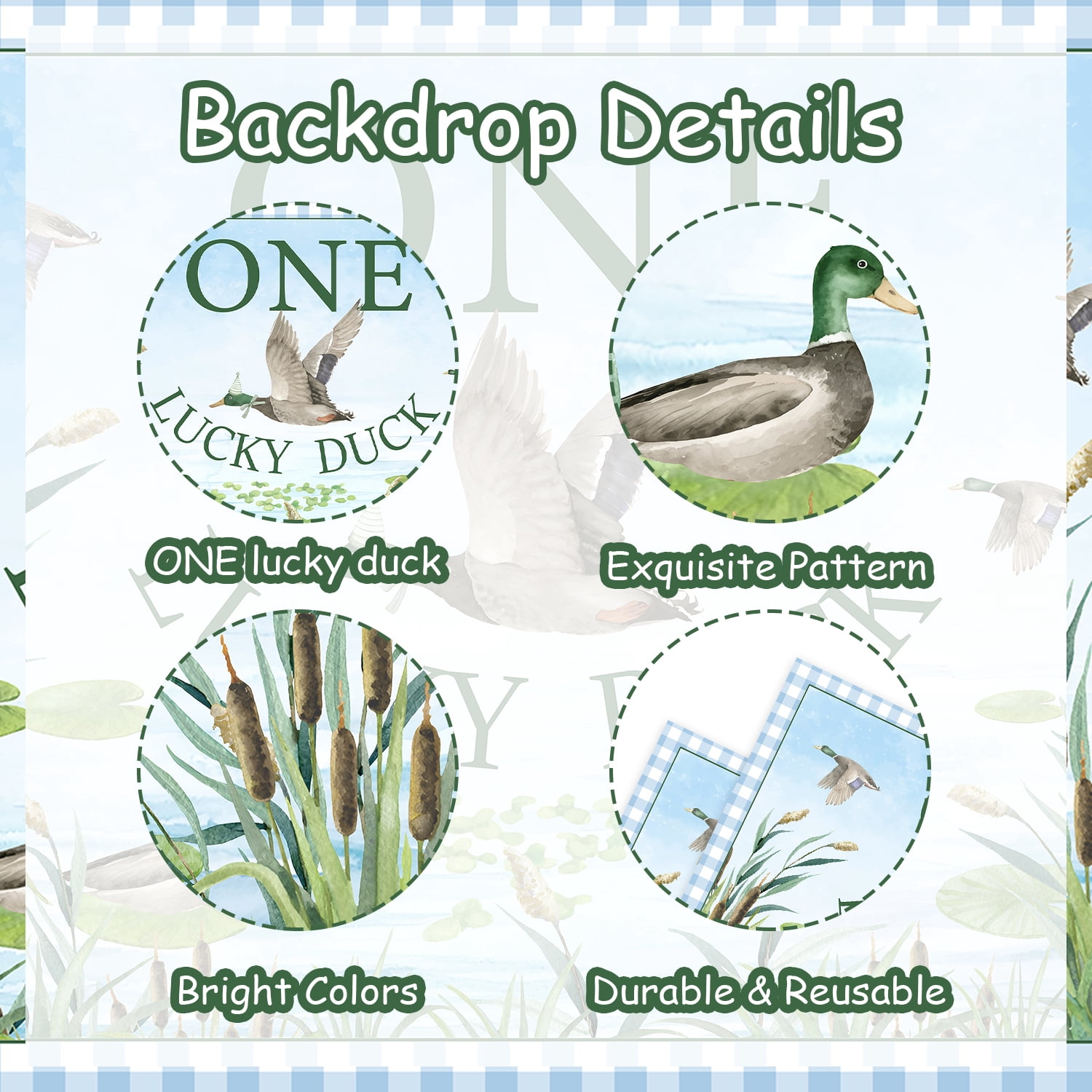 Duck Hunting First Birthday Decorations, One Lucky Duck Backdrop Mallard Duck Balloon Garland Arch Kit for Boys 1st Birthday Party Supplies