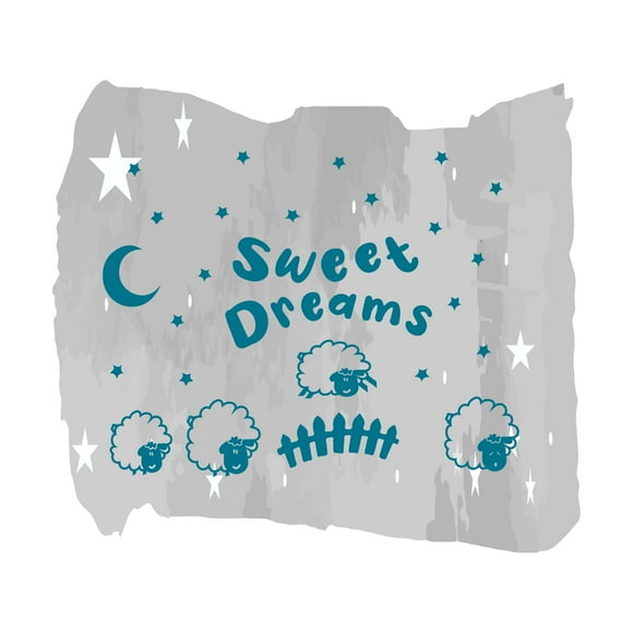 Sweet Dreams Cute Sheeps Good Night Quote Count Sheeps Design Wall Art Sticker Designs Vinyl Stickers For Home House Walls Rooms Windows Bedroom Decoration Size (26x26 inch)