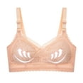 thumbnail image 4 of Full Figure Bras Women Ladies Comfortable Breathable No Underwire Lace Small Bra Woman Underwear V-Neck No Underwire Bra Feature Hook and Eye Closure Training Bra Style Y-598 , Beige L, 4 of 8