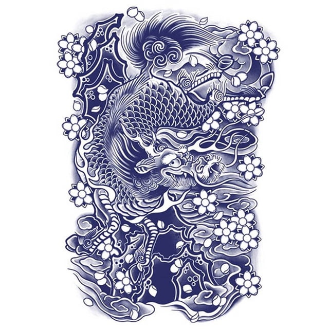 Pegatinas Tatuaje Semipermanentes Con Paisaje Espalda Completa Marcador Corporal para Adultos Y