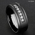 thumbnail image 5 of Tungsten Rings for Men Wedding Bands for Him Womens Wedding Bands for Her 6mm Black Diamonds Inlay Comfort Fit, 5 of 7