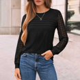 thumbnail image 2 of ManxiVoo Sophisticated Long Sleeve Blouse with Delicate Lace Detail Versatile Casual to Business Tops for Women 2025 Essential Wear L Size Black, 2 of 7
