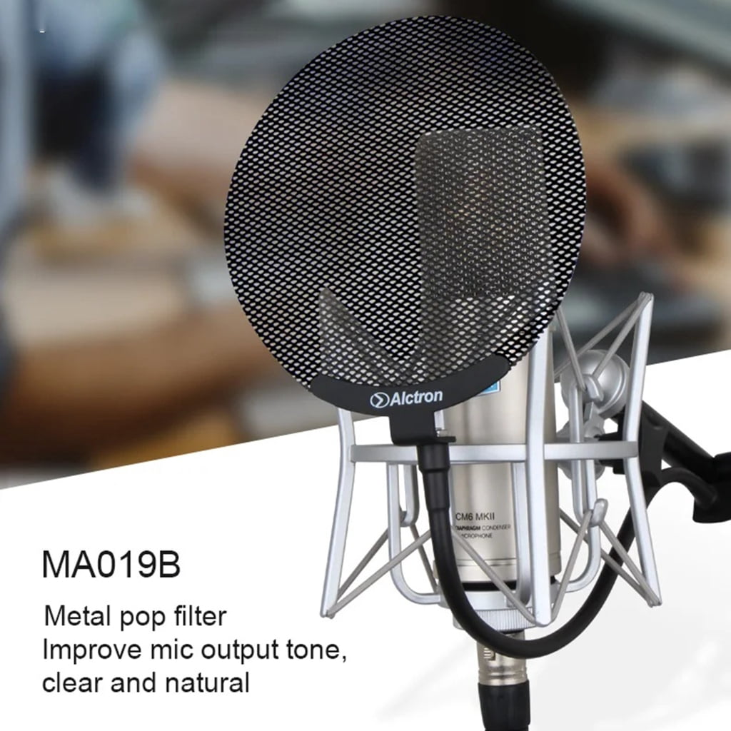 Studio Microphone Windscreen Microphone Blowout Filter with Double Layered Metal Net for Clear Auditory