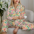 thumbnail image 6 of Honeii Travel print Women's Pajama Sets Long Sleeve Button Down Sleepwear Nightwear Soft Pjs Lounge Sets-Small, 6 of 7