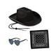 thumbnail image 2 of Sombrero de vaquero occidental Yuyangstore con pañuelo y gafas Negro, 2 of 8