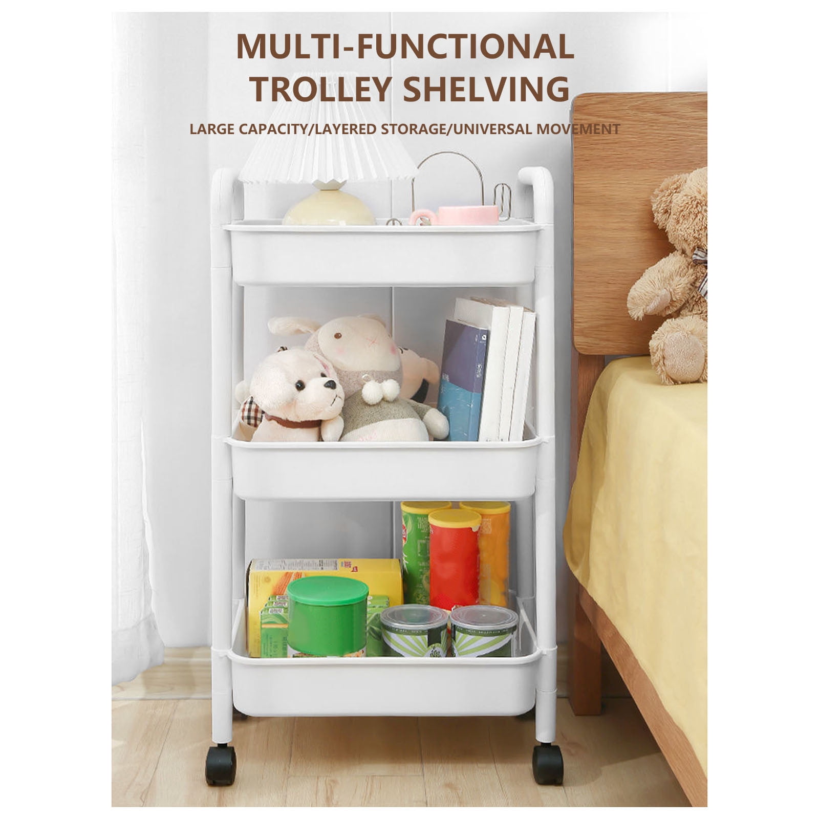 CVLNCYCLING Shower Caddy Shower Organizer Bathroom Shower Shelves,Corner Shower Caddy,3-Tier Rolling Storage Cart with Wheels for Bathroom,Kitchen,Countertop