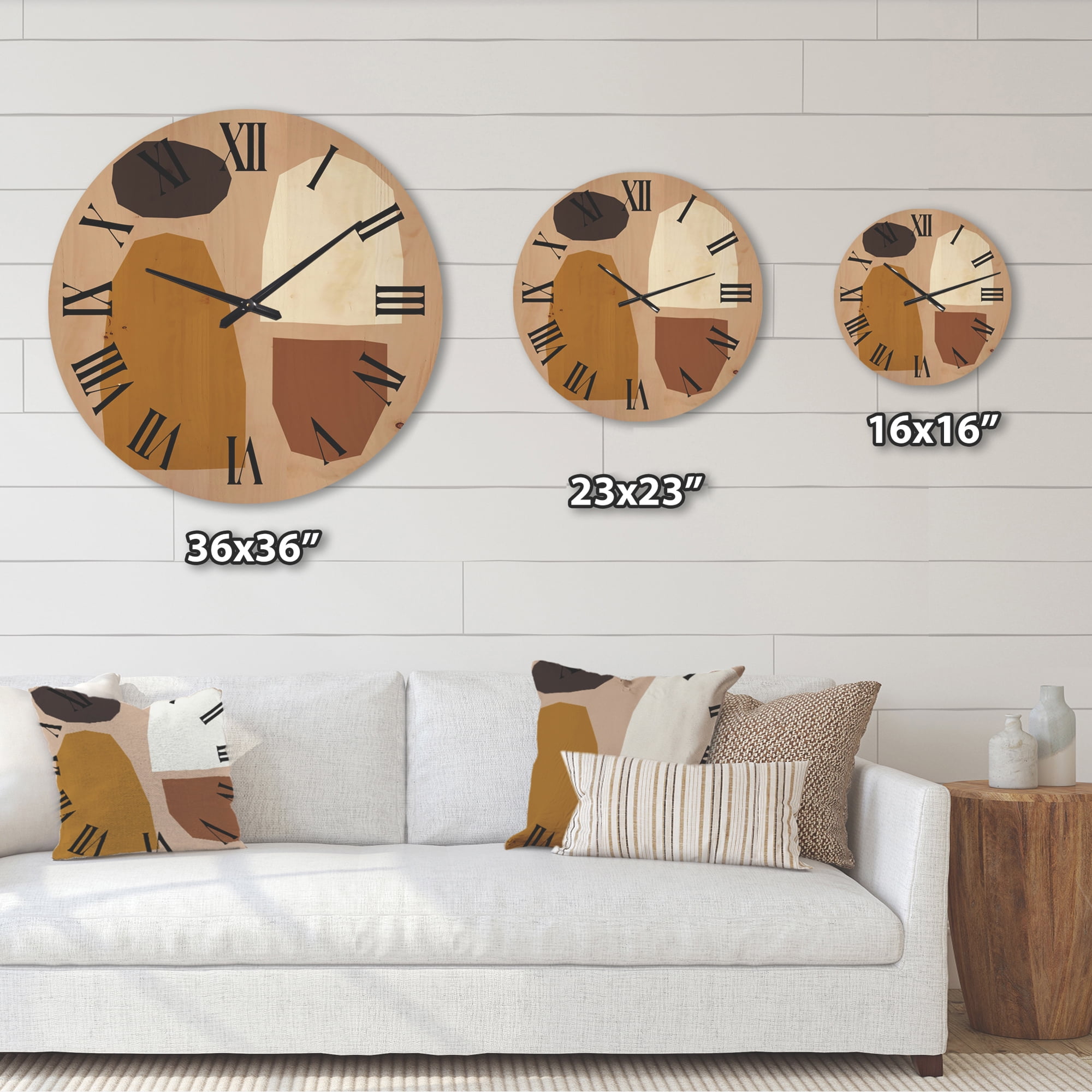 Designart 'Minimal Geometric and Elementary Organic Compostions XXXXVII' Modern Wood Wall Clock