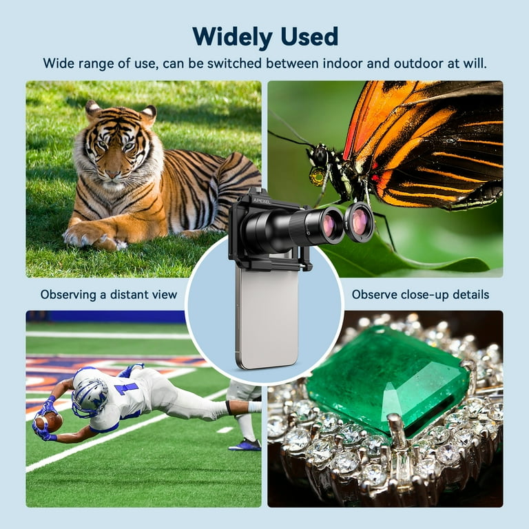 Apexel 6X Telephoto Lens & 150mm Macro Lens Kit with Universal