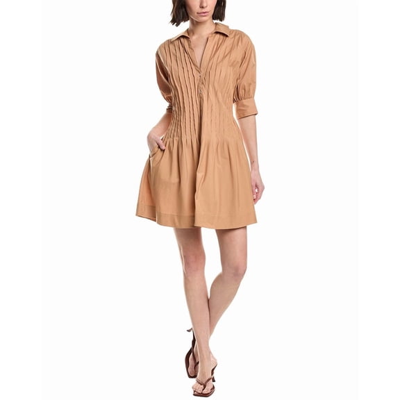 Cinq à Sept womens Monty Mini Shirtdress, 0, Brown
