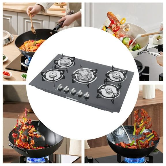 Five-burner Natural Gas Stove for Domestic or Commercial Cooking in the Home or Restaurant 30.3*20*2.76 inch