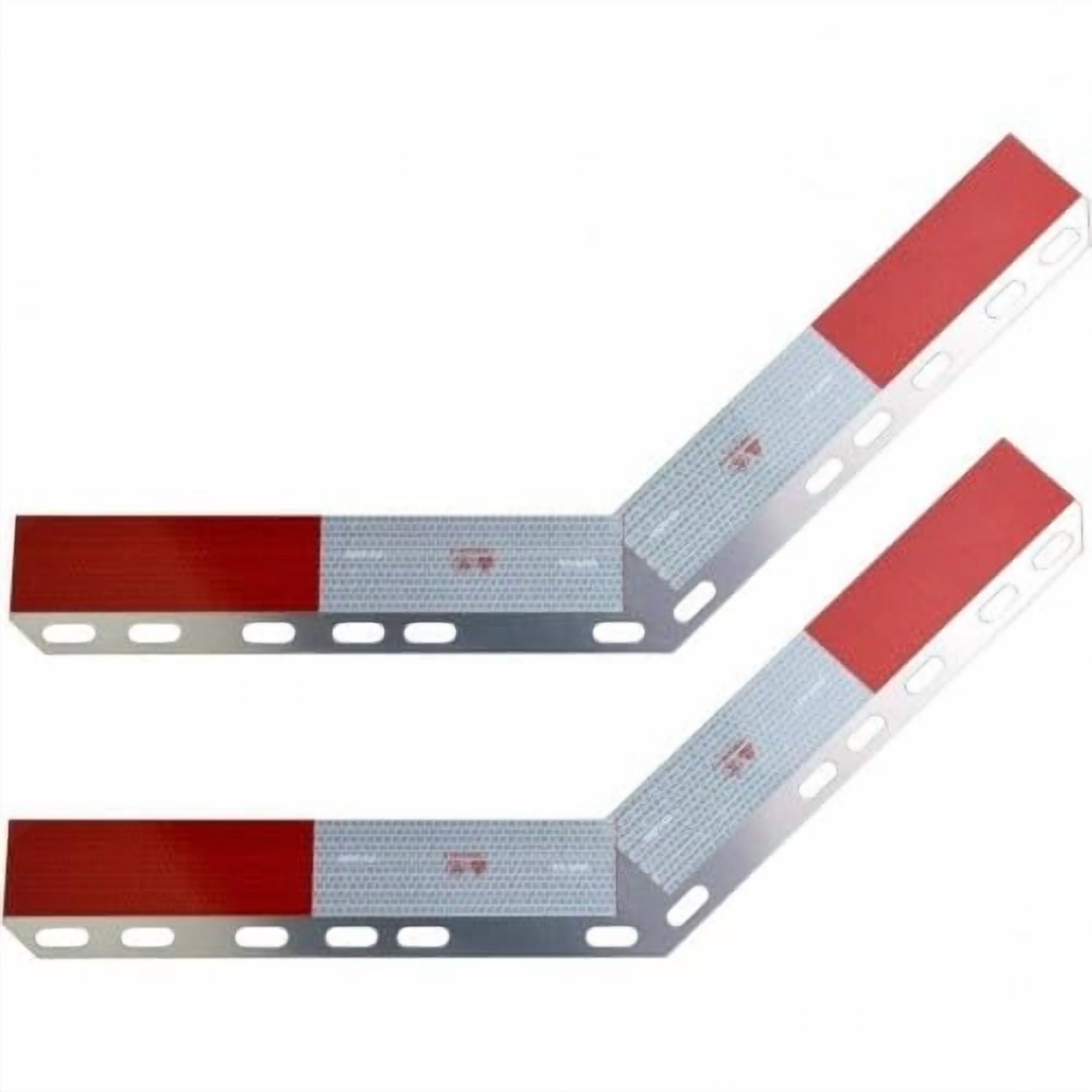 TORQUE Mud Flap Angled Reflector Aluminum 14.25" x 12.25" for Semi Truck and Semi Trailer 135 Degree Angle Strips Mud Flap Hanger Pair (TRMFHREFA1412)