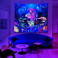 thumbnail image 3 of Tapestry for Bedroom Men Astronaut Tapestry Aesthetics Cool Room Decor Wall Tapestry UV Reactive Mushroom Jellyfish Tapestries Cool Black Light Posters Wall Hanging (51''x60''), 3 of 6