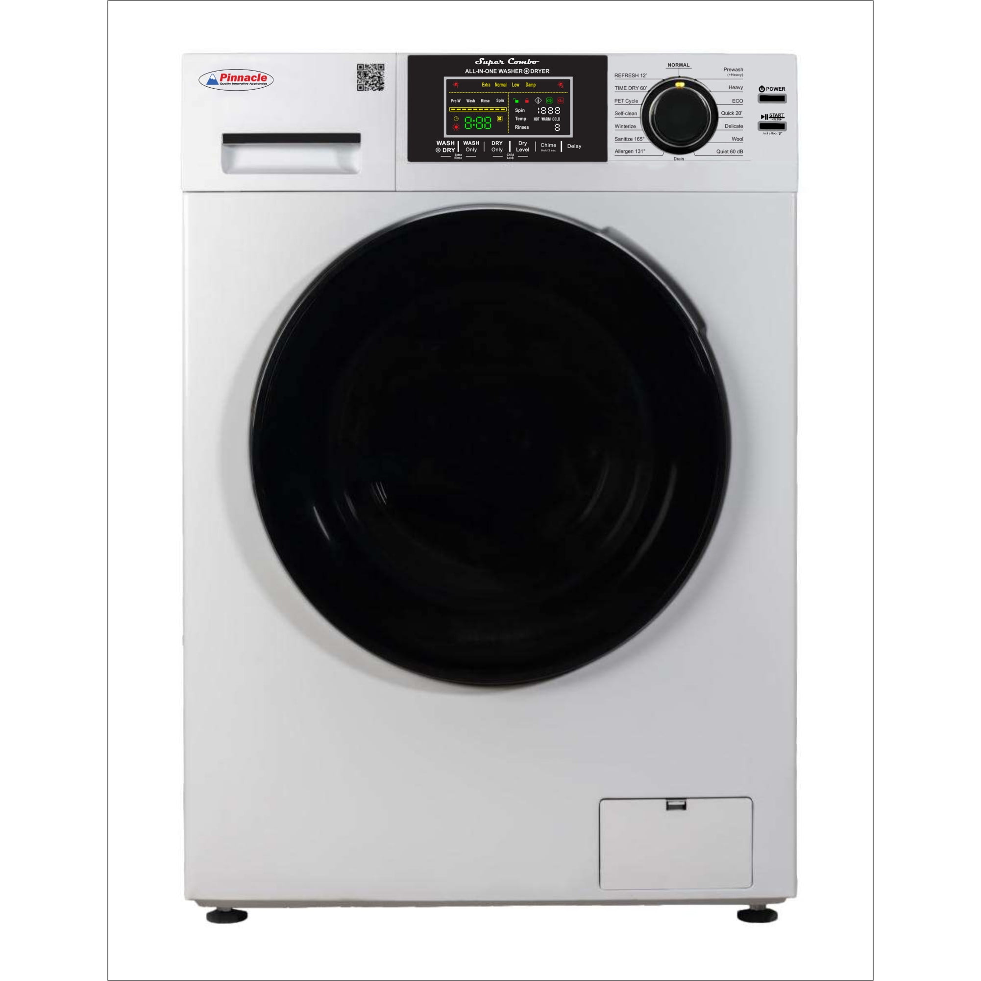 Pinnacle 22-4800 V W All-in-One Vented Combo Washer Dryer with Pet Cycle - 1.62 cu.ft./15 lbs., White